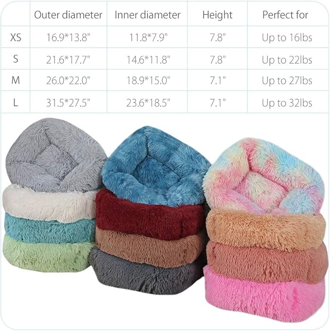 La La Pet® Donut Dog Cat Bed Cozy Cave Pet Bed Burrow Dog Bed Calming Cuddler Self-Warming Pet Bed Soft Plush Pet Cushion Improved Sleep for Cats Small Medium Dogs Green XS
