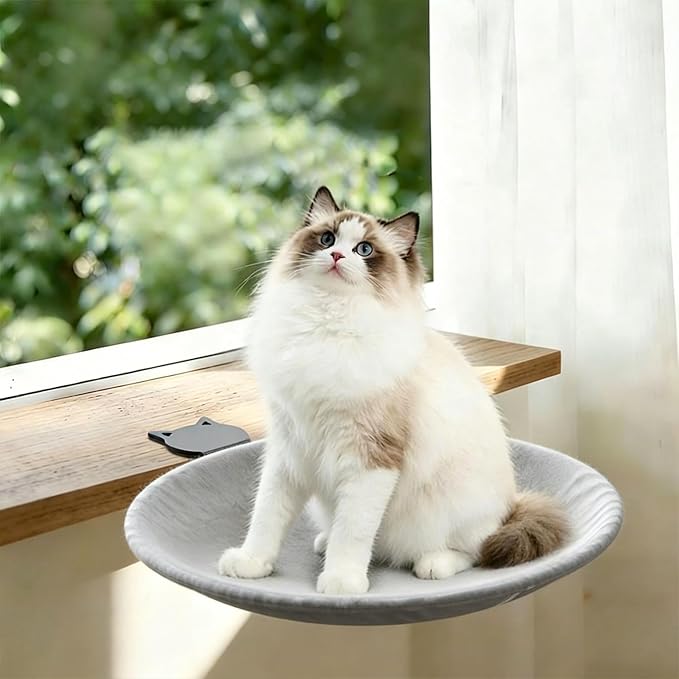 Adjustable Cat Desk Bed,Cats Hammock with Steel Clamp,Removable Faux Rabbit Plush Cover,Modern Indoor Cat Nest Furniture,Washable Hanging Cats Bed for Office Desks and Game Tables (Gray1)