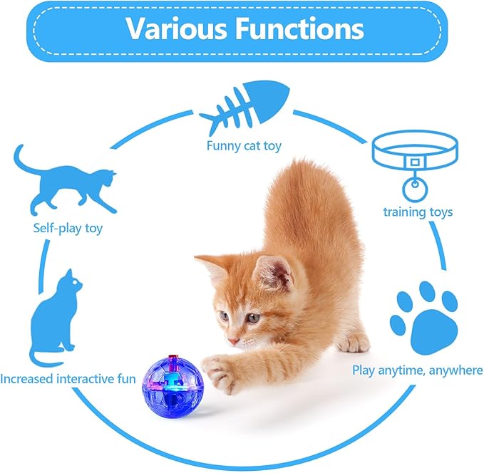 Frienda 4 Pieces Ghost Hunting Cat Ball Motion Light up Cat Balls LED Motion Activated Pet Ball Motion Light up Interactive Toys Pet Glowing Mini Running Exercise Ball Toys (Transparent)