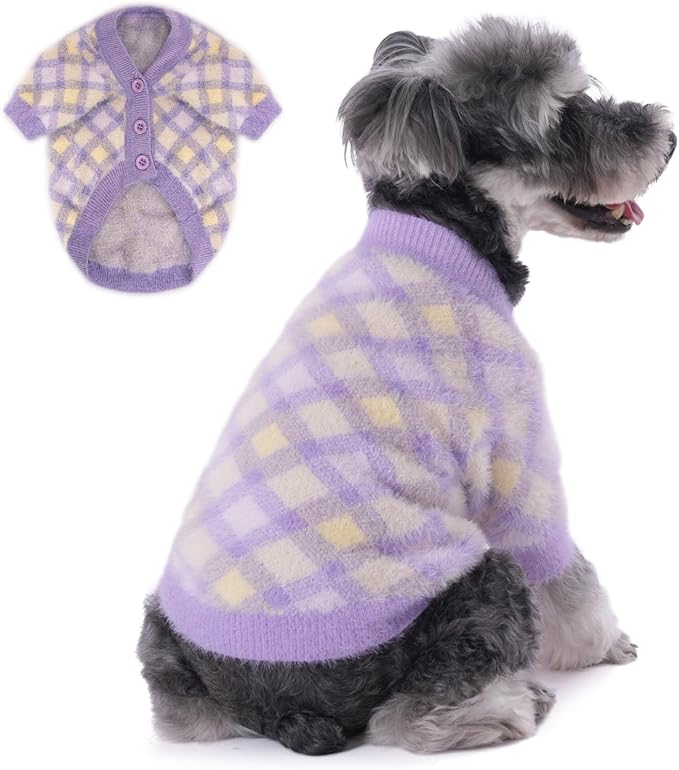 Dog Sweater, Sweaters for Small Dogs, Warm Soft Pet Clothes for Puppy, Medium Large Cat, Dogs Girl or Boy, Dog Shirt for Winter Christmas (Purple, Medium)
