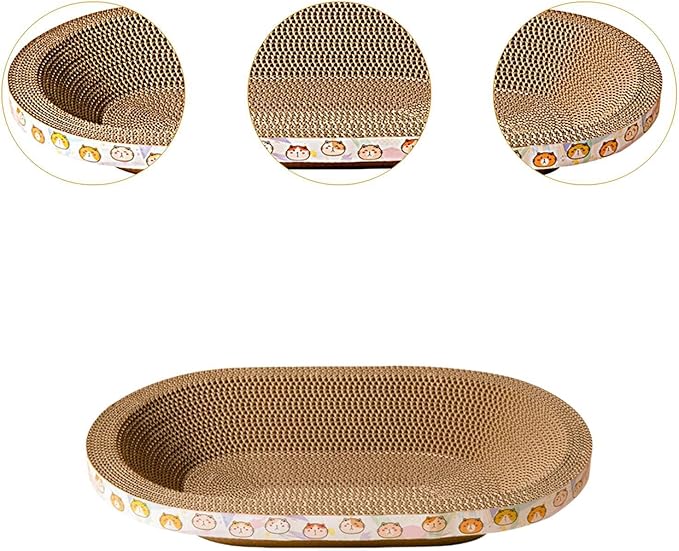 Oval Cardboard, er Bed, Cat Lounge Bed, for Rest Playing Sleeping, for Furniture Protection, Large
