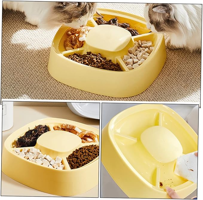 ORFOFE Cat Food Bowl Multifunctional Pet Feeder for Dogs and Cats Divided Design for Slow Feeding Easy Multiple Pets