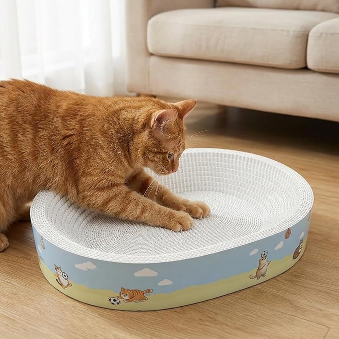 Plant Fiber Scratching, Cat Scratcher, Lounge Bed Cat Scratch Board Bowl Mat for Kitten Medium Large Breed Furniture Door Couch Carpet Protection Indoor Enrichment Professional Grade Quality