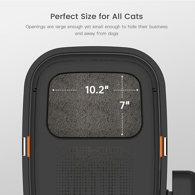 WoofiGo Enclosed Stainless Steel Cat Litter Box with Lid, XL Extra Large Litter Box for Big Cats, Metal Litter Pan High Sided, Never Absorbs Odors, Anti-Urine Leakage, Include Scoop (V-Black)