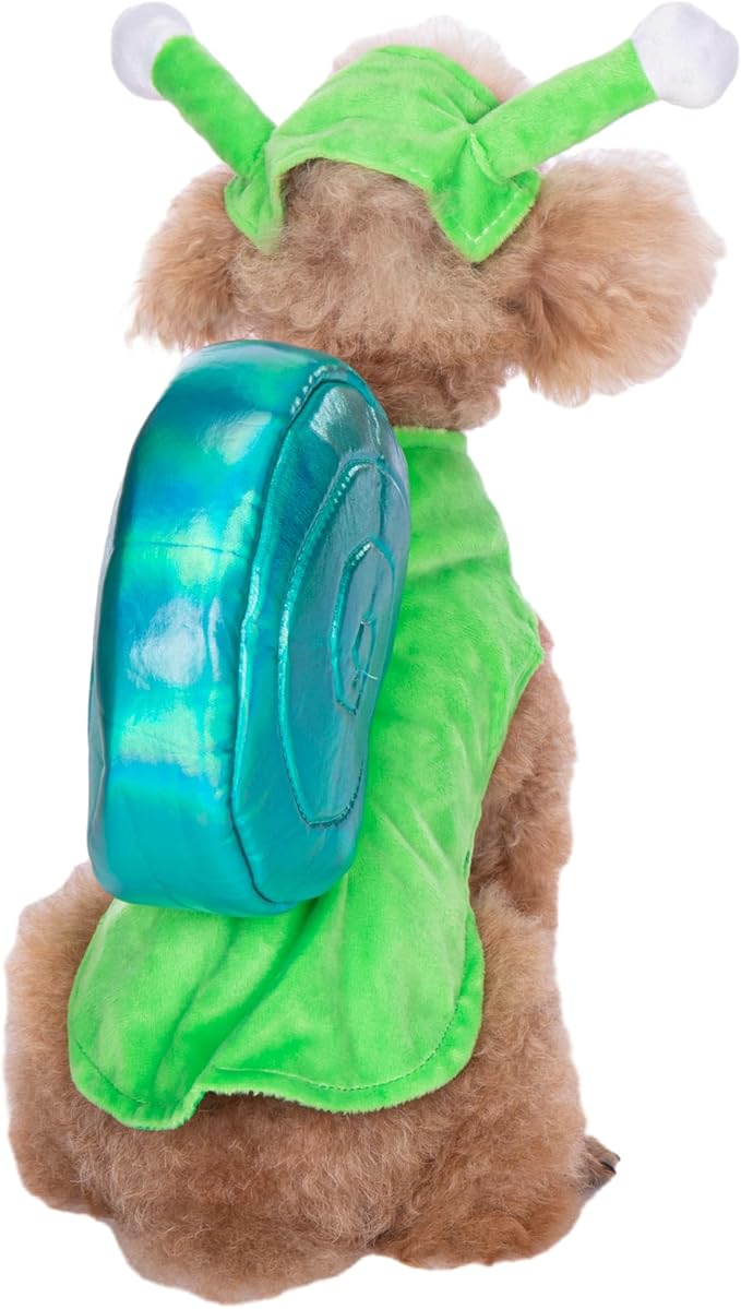 Mogoko Funny Dog Cat Snail Costumes, Pet Halloween Christmas Cosplay Dress, Adorable Green Snail Pet Costume, Animal Fleece Warm Outfits Clothes (M Size)