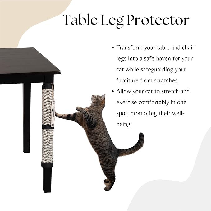 Furrther Boho Sisal Cat Scratcher Mat with Hook and Loop Strips (Scratch Protector for Carpet, Sofa, Wall and Furniture), Durable and Shedding-Resistant Surface (Table Leg Protector, Fishbone)