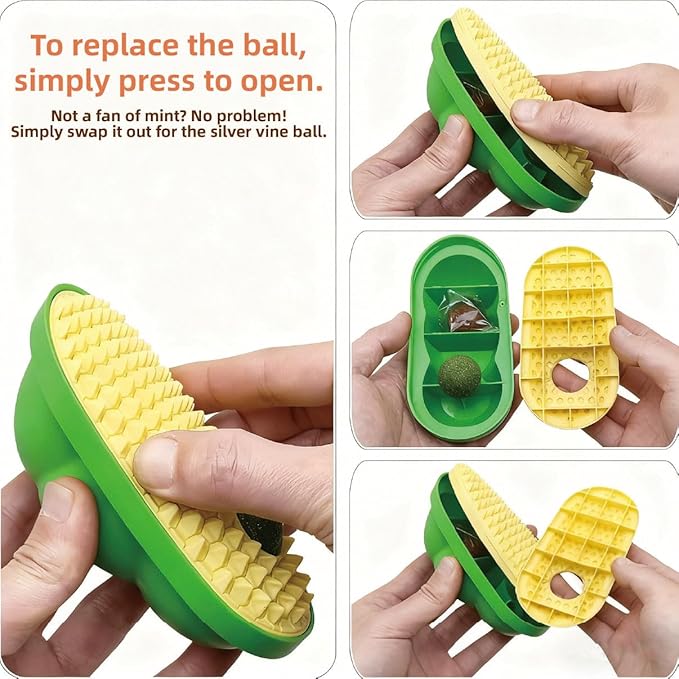 【2-Pack】Wall-Mounted Catnip Grooming Massager - Self-Grooming Corner Brush for Cats to Lick, Scratch, and Massage Cheeks with Catnip, for Indoor Cats