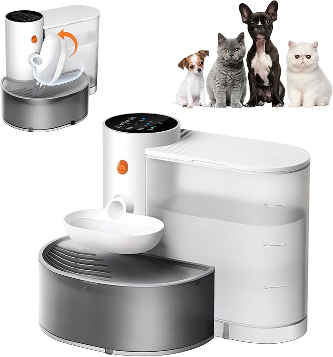 Potaroma Smart Pet Water Fountain, No Filter, 3.5L Large Capacity, Rechargeable Automatic Water Dispenser for Cats and Small Dogs, Wastewater Separation Always Fresh Water
