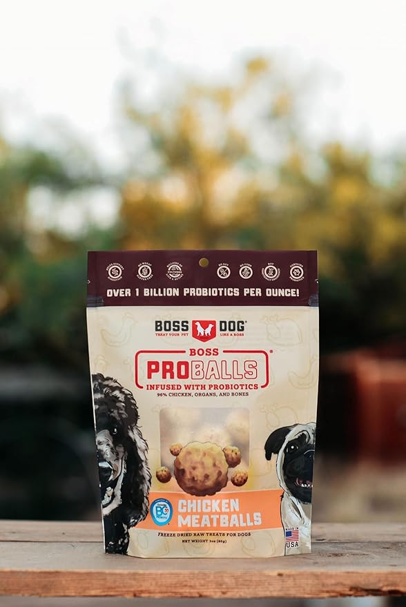 Boss Dog Boss Proballs Meatball Treats for Dogs & Cat, Chicken Recipe, 3 oz Bag