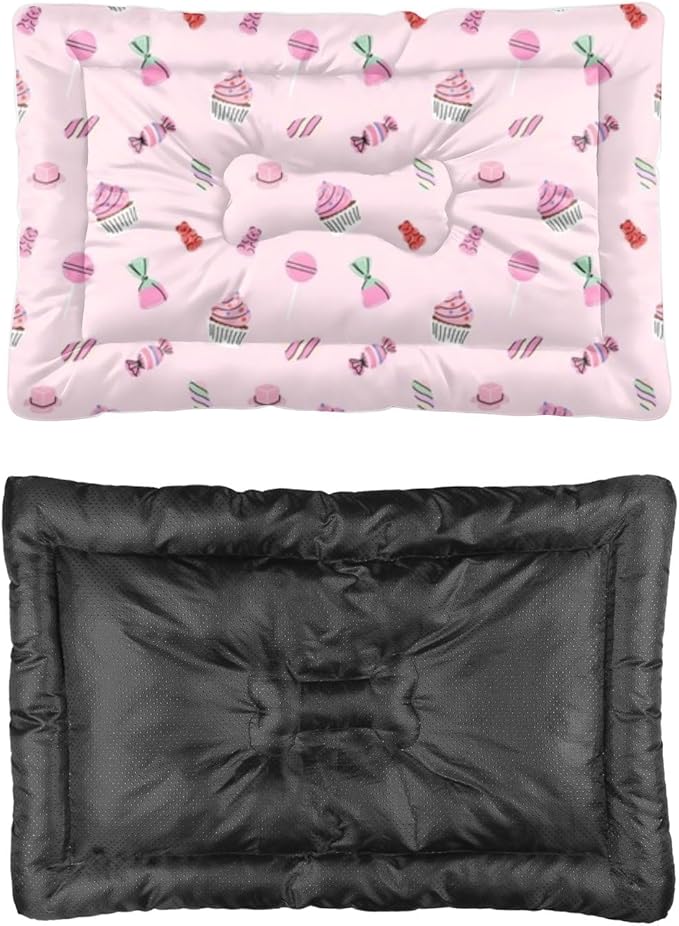 Christmas Sweets and Candy Pink Pet Bed Pad Non Slip Bottom Soft Dog Bed Cat Calming Pet Friendly Furniture Multi Scenario Multi Model Dog Pad Gift Printed Camping 24× 18 Inch
