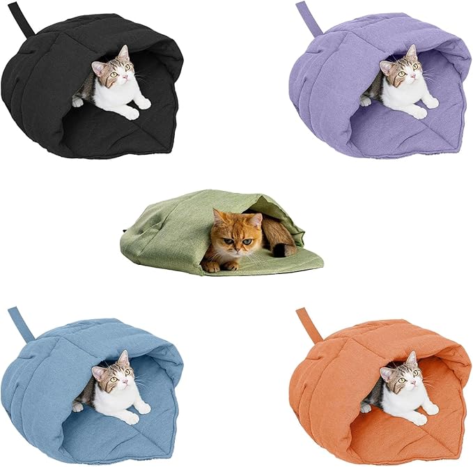 Indoor Cats Cave Bed with Leaves Shape Design Fabric Rest Bed Sleep Bag for Kittens and Winter Autumn Essential Furniture