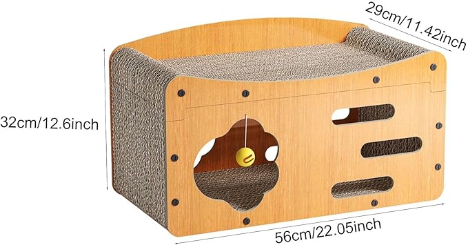 Generic Cat Scratcher House Cat Scratch Bed Supplies Durability Prevents Furniture Damage with Teasing Ball Grinding Claw Kitten Toy, 56cmx29cmx32cm