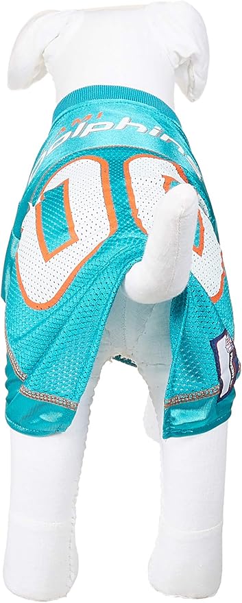 Pets First NFL Miami Dolphins Dog Jersey, Size Large, Football Shirt Costume for Pet, Dog Sports T-Shirt, NFL Team Clothing for Cats, Licensed Pet Apparel Available in 7 Sizes and 32 Teams