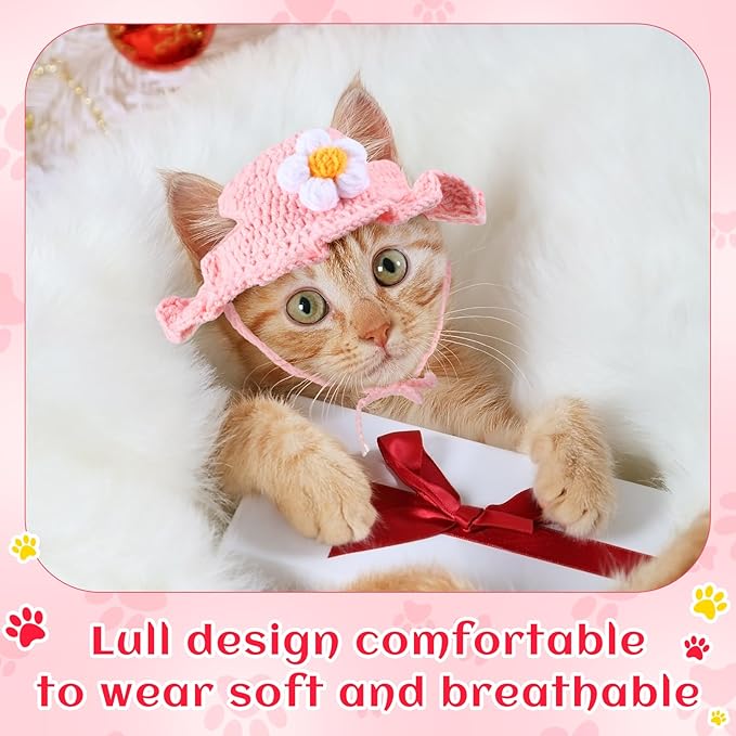 Weewooday 5 Pieces Cat Hats Costume Bunny Hat Outfit with Ears Small Dogs Kitten Puppy Party Costume Accessory Headwear(Chic Style)