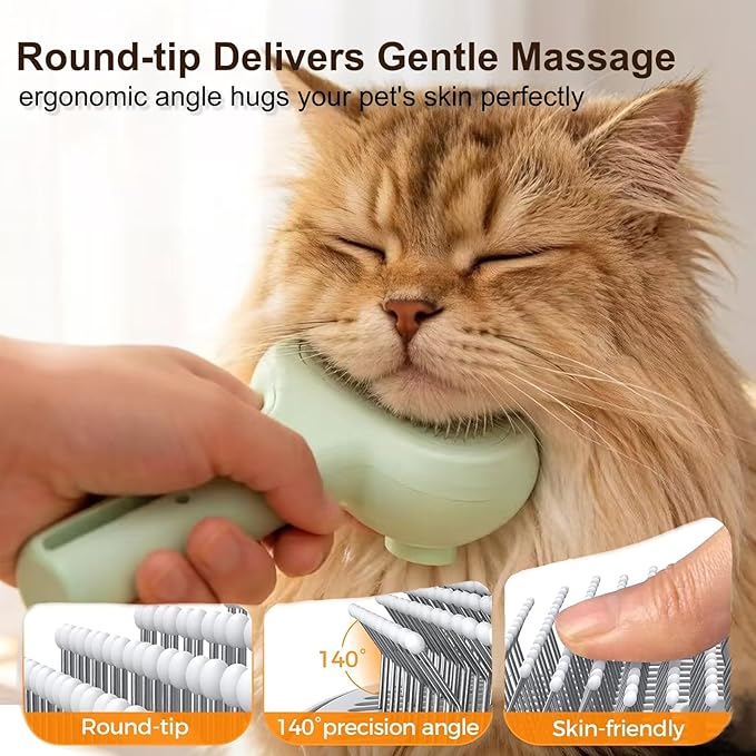 Pet Spray Grooming Brush, Cat & Dog Hair Removal Comb, Electric Mist Deshedding Tool, Self-Cleaning Pet Brush for Shedding, Tangles & Flying Fur Control (Blue)