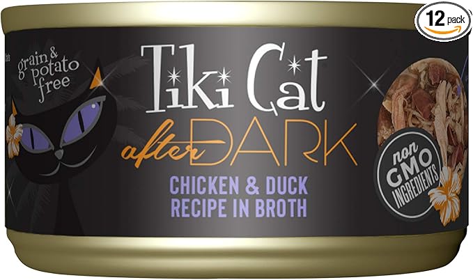 Tiki Cat After Dark Wet Cat Food, Chicken & Duck, 2.8 oz. Cans (12 Count)