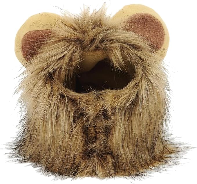 Qiansail Lion Mane Wig for Cats, Funny Bunny Ears Cute Dog Hats Cat Apparel Costume Pet Clothing Accessories for Halloween Cosplay Party
