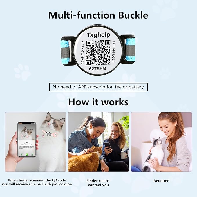 2 Pack Cat Collar Airtag Holder with Bells, Kitten with Apple Airtag Holder for Cats with Smart ID tag QR Code,Adjustable Reflective Cat Collar with Breakaway Buckle for Girl Boy Cats(Orange)