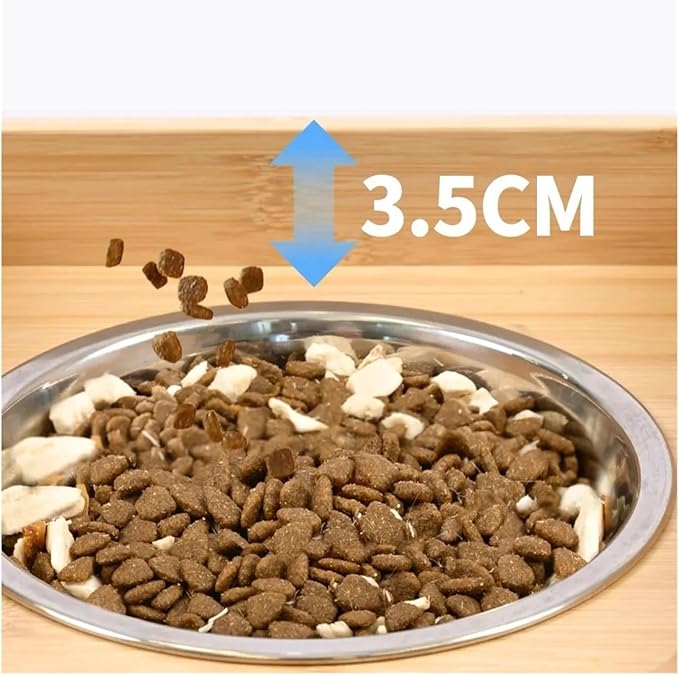 Stainless Steel Pet Bowl with Bamboo Stand (Cats & Dogs)
