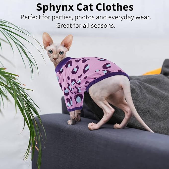 Sphynx Cats Clothes Cat Turtleneck Cotton Sweater Pullover Kitten T-Shirts with Sleeves Cat Pajamas Jumpsuit for Sphynx Cornish Rex, Devon Rex,Small Dog