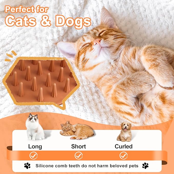 Steam Brush for Cat & Dog – 3-in-1 Spritz Pet Spray Hair Removal Comb for Grooming & Shedding Steam – Water Brush for Long & Short Haired Pets– Includes Two Bottles Waterless 2*Shampoo