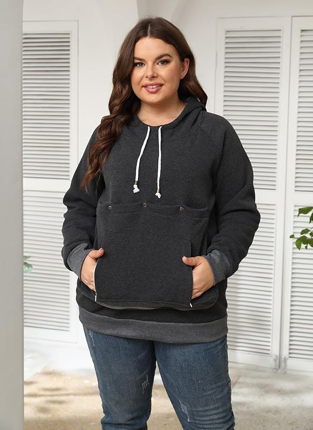 Unisex Cat Pouch Hoodie Long Sleeve Kitten Puppy Holder Hoodies Front Large Pouch Pet Carrier Sweatshirt