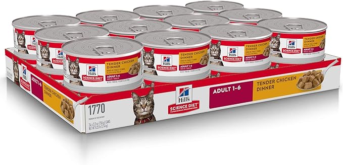 Hill's Science Diet Adult 1-6 Wet Cat Food, Chicken Stew, 5.5 oz. Cans, 24-Pack