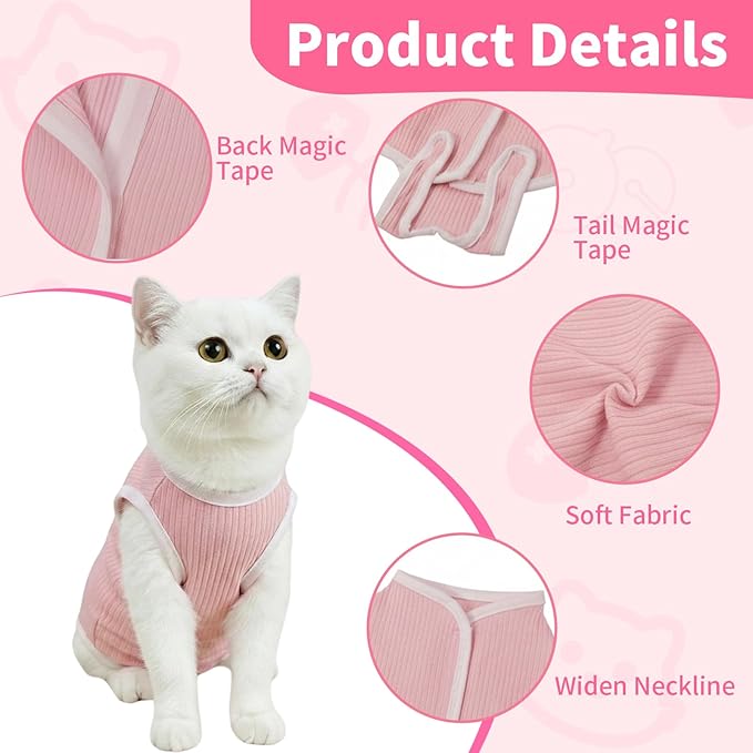 Coppthinktu Cat Recovery Suit Cat Onesie, Breathable Anti-Licking Cat Surgery Recovery Suit Female, Kitten Spay Recovery Suit for Cats After Surgery, Cats Surgical Body Suits for Abdominal Wounds