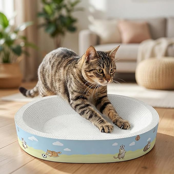 Plant Fiber Scratching, Cat Scratcher, Lounge Bed Cat Scratch Board Bowl Mat for Kitten Medium Large Breed Furniture Door Couch Carpet Protection Indoor Enrichment Professional Grade Quality