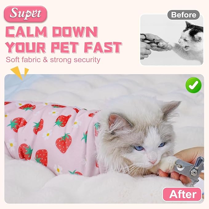 Supet Cat Wrap for Cutting Nails, 2026 Self-Adherent Cat Grooming Wrap, Anti-Escape Calming Cat Swaddle Wrap for Medicine, Nail Clipping, Teeth Brushing, Ear Cleaning
