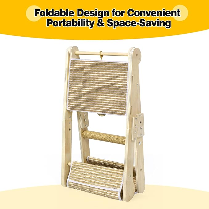 Cat Scratching Pads, Cat Scratch Board, Protecting Furniture Cat Scratcher with Toy Ball, Triangle Shaped 3 Usable Sides for Indoor Cats, Cat Scratch Post, Cat Toy Durable Woodboard Vertical