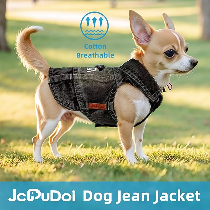Dog Jeans Black Jacket Denim Pet Coat for Puppy Small Dogs Cotton Classic Overalls Male Cat Costumes Sleeveless Washed Vest Clothes Outfit T-Shirts Chihuahua,Yorkie,Teacup（X-Small）