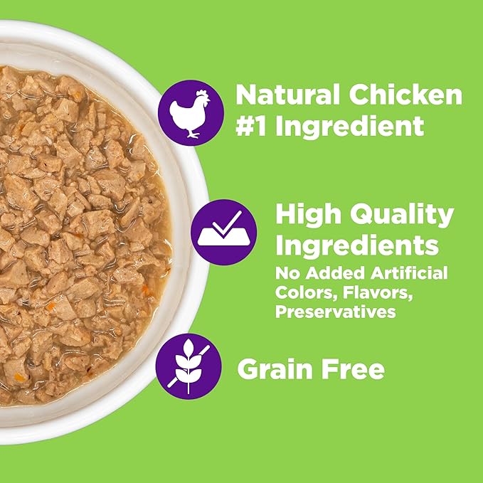 Wellness Complete Health Purrfect Duos Cuts in Gravy Adult Wet Cat Food, Natural, Protein Rich, Grain Free, Chicken and Turkey Liver Dinner Recipe, 2.64 oz, Pack of 12 Split Cups