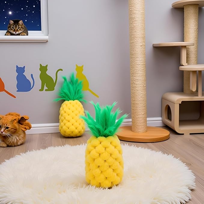 Yellow Pineapple Catnip Toy - Chew and Dental Cat Toys with Catnip, for Kittens, Adult Cats, Interactive Play and Stress Relief