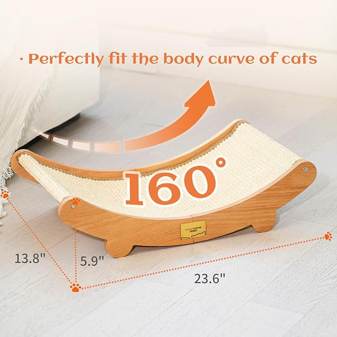 Sisal Cat Scratcher Bed for Indoor Cats Hammock for Scratching Pad Cat Chair Natural Sisal Scratch Post for Large Cats Scratcher Lounge, Wooden Cat Furniture(Large)
