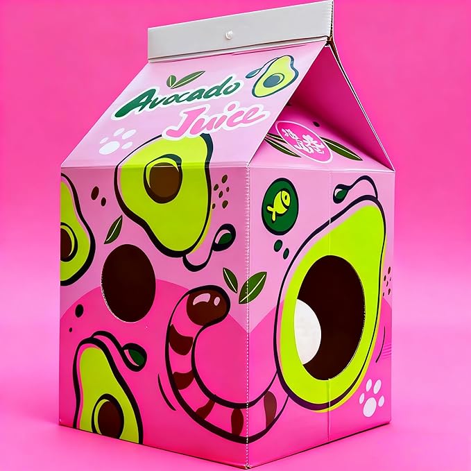 Avocado-Patterned Cat House,Modern Design Cat Bed,Trendy Cat Scratcher,Hiding Box