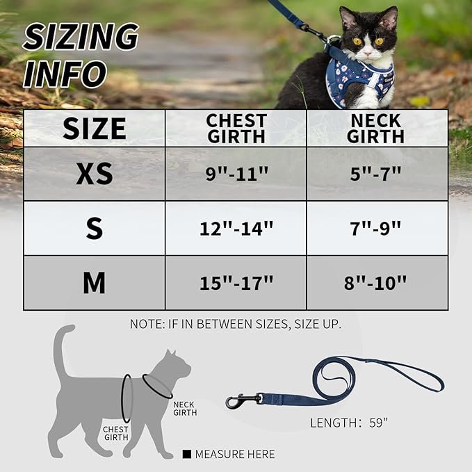 Arblina Soft Mesh Cat Harness and Leash Set for Walking,Escape Proof No Choke Step in Kitten Vest Harness,Reflective Ajustable Puppy Vest for Traveling