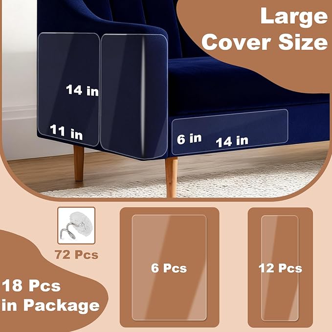 18 Pack Cat Scratch Furniture Protector, Cat Couch Protector from Claws, Anti Scratch Furniture Protectors from Cats Scratching, Anti Scratching Sticky Tape, Sofa Corners Paws Tape for Cats