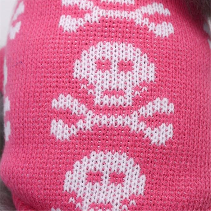 S-Lifeeling Skull Dog Sweater Holiday Halloween Christmas Pet Clothes Soft Comfortable Dog Clothes - Pink,L