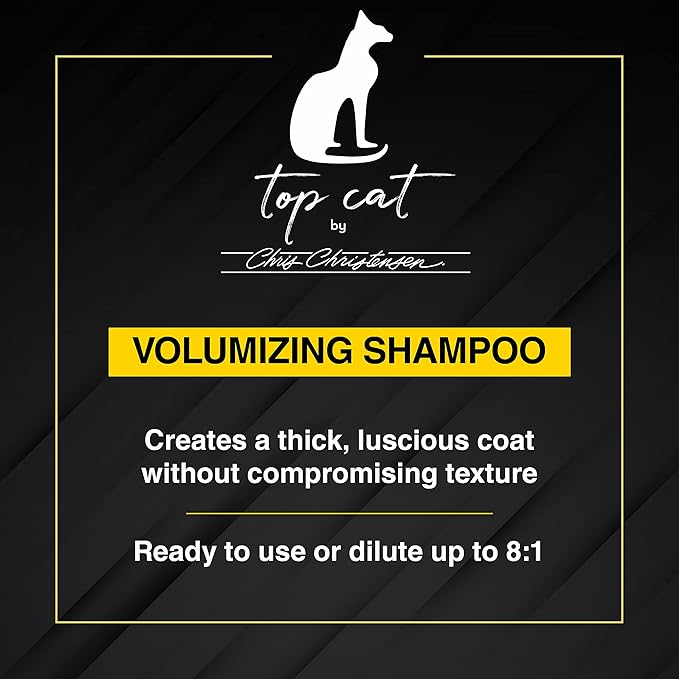 Chris Christensen Top Cat Volume Shampoo for Cats, Groom Like a Professional, Maintains Coat Texture, Adds Volume, Made in USA, 16 oz