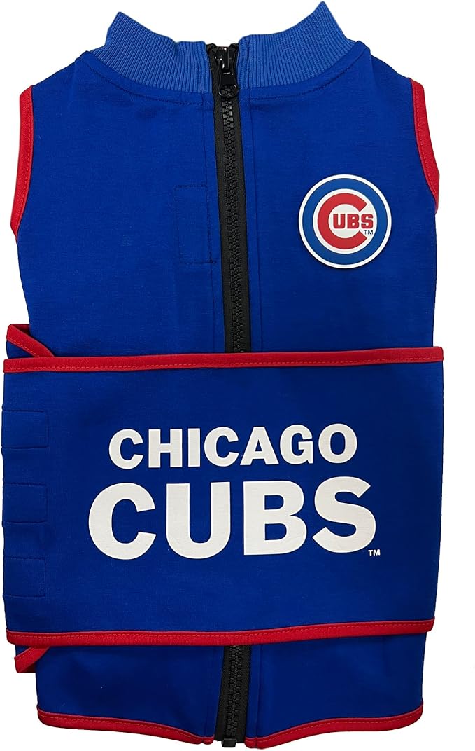 MLB Chicago Cubs Dog Anxiety Shirt Calming Soothing Vest, for Dogs & Cats with Anxiety, Fears, Fireworks, Loud Noises, Dark, Lonely Keeps Dogs Calm and Feeling Safe, Relaxing Jacket, Medium