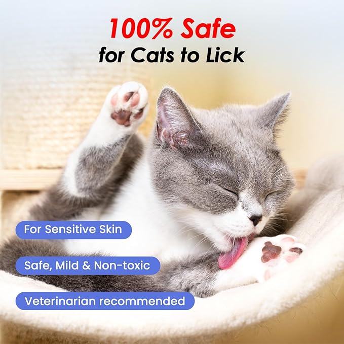 Cat Waterless Shampoo - No Rinse Formula for Quick Clean Between Baths, Hypoallergenic & Detangling, Reduce Itchy Skin Shedding, Vet-Recommended for Kittens/Senior Cats, Coconut Scent