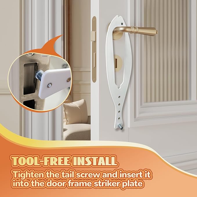 TGIOW Cat Door Latch, 2 Pcs Cat Door Stopper Pet Door Latch to Keep Dog Out of Litter Box and Food, Door Prop for Cat with 5 Adjustable Size Strap 2.5-6" Wide, No Measuring, Easy to Install, White