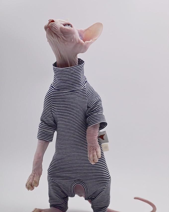 Sphynx Cat Clothes 4 Legs Pure Cotton Comfortable Stretch Hairless Cat Clothes, Devon Clothes, Kornish Clothes and Small Cats (XX-Large)