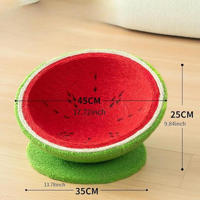 Cat Scratcher Bed Watermelon Cat Nest Furniture Protector Kitten Sleeping Nest Lounge Bed Cats Grinding Claws Indoor Outdoor, XL with Base