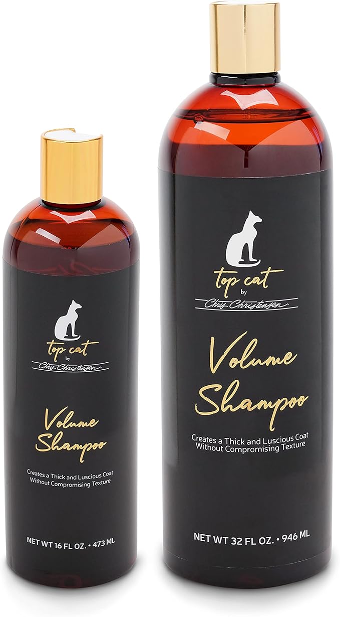 Chris Christensen Top Cat Volume Shampoo for Cats, Groom Like a Professional, Maintains Coat Texture, Adds Volume, Made in USA, 16 oz