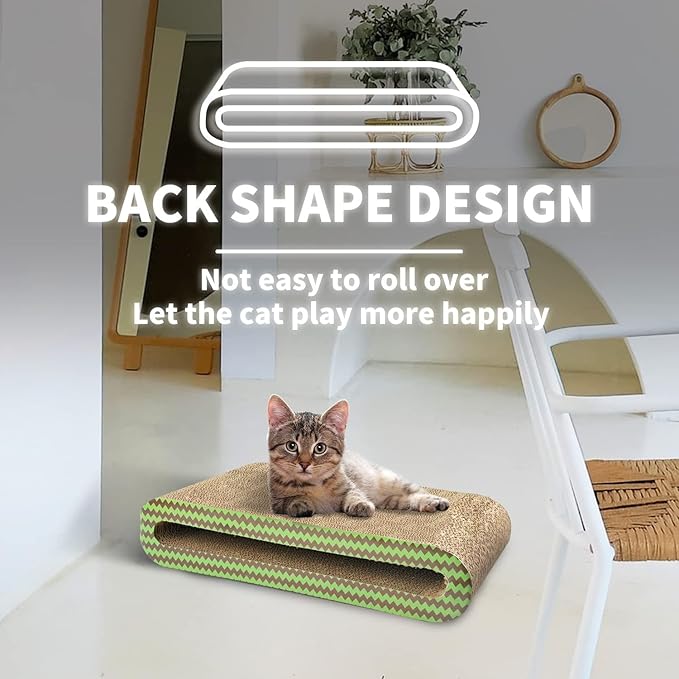 PAWISE Cat Scratcher Cardboard - Reversible Scratching Pad & Lounge Bed for Indoor Cats, Durable Corrugated Furniture Protector