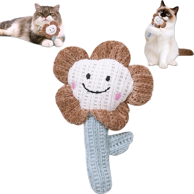 Cat Toy Kicker Pillows, Plush Catnip Cat Toys Interactive Cat Toy for Kitten Felines Chew Enrichment, Soft Flower-Shaped 5.91” Size for Bored Indoor Adult Cat Cuddle Teething Scratch Play