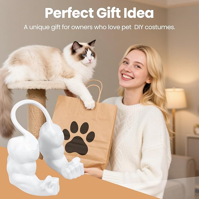 3D Printed Cat Muscle Arm(White),Funny Cat Muscle Arms,Creative Muscle Arms for Cats,Muscular Arms Outfit for Cats,Pet Cosplay Accessory for Birthday Party