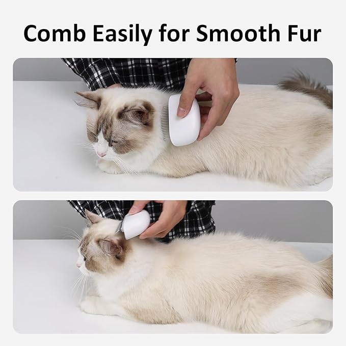 2-in-1 Cat Comb - Soft Pet Brush for Grooming, Metal Flea Comb for Hair Removal & Detangling Mats, Portable Comfortable Tool for Indoor Long & Short Haired Pets